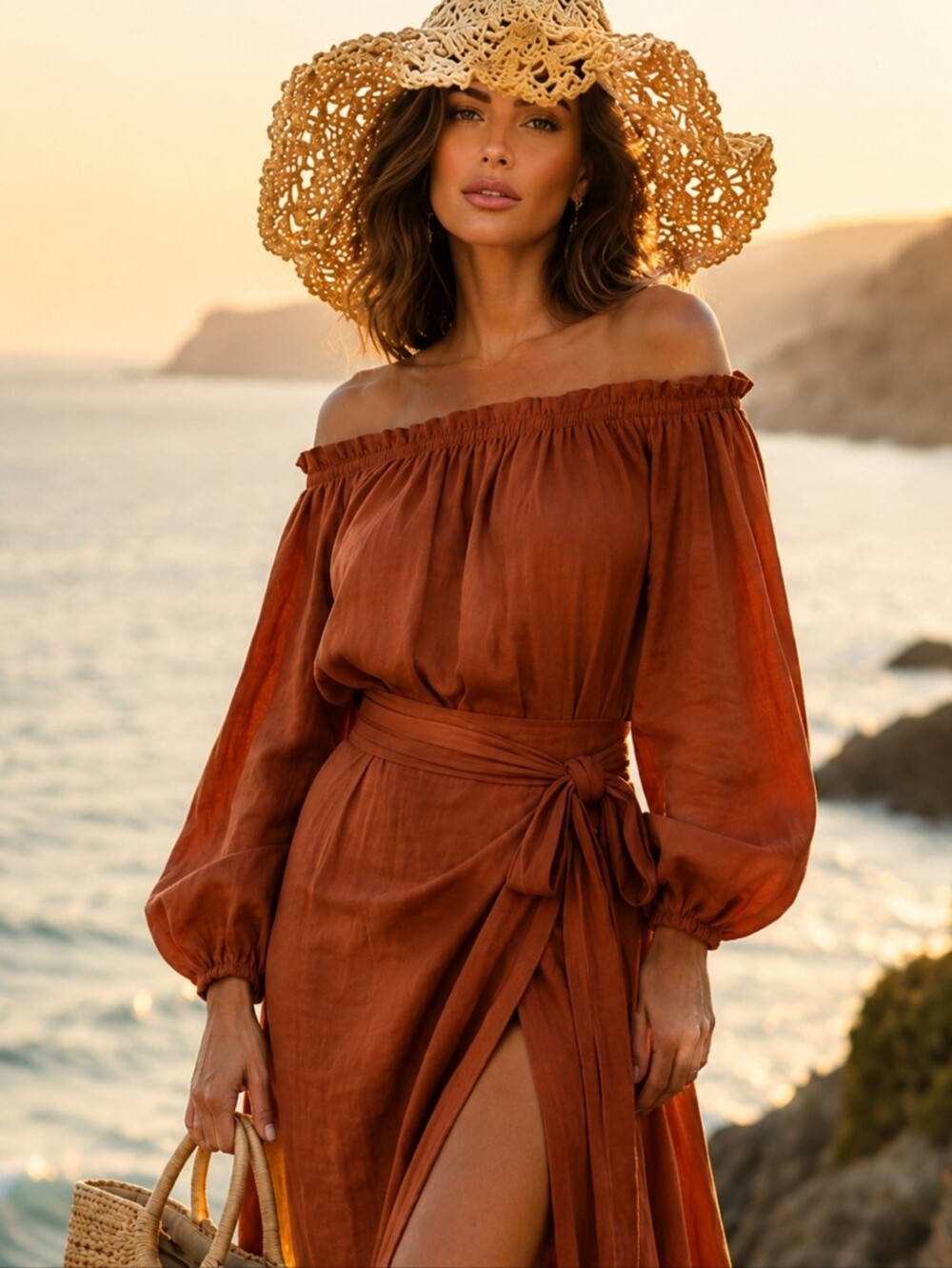 Handcrafted Raffia Crochet Sun Hat | Boho Wide Brim Beach Hat | Natural Summer